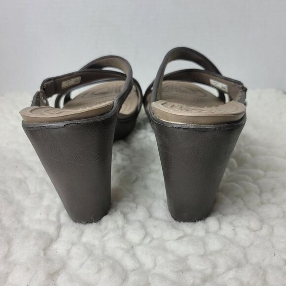 Crocs Cyprus IV Heels Sandals WOMENS Size 9 Espresso Mushroom - Picture 4 of 8